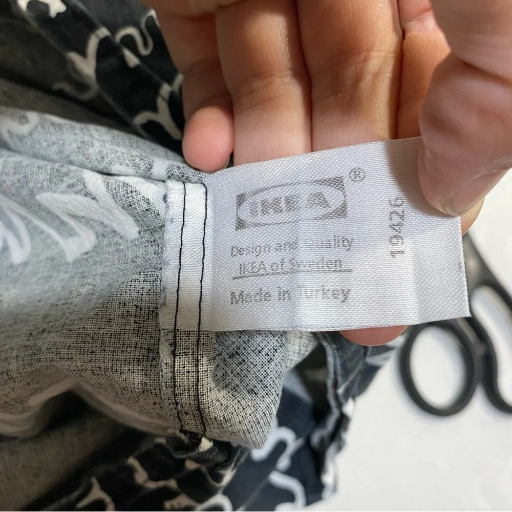 IKEA Pillowcase Black with White Doodle Squiggle Writing Design Scribble